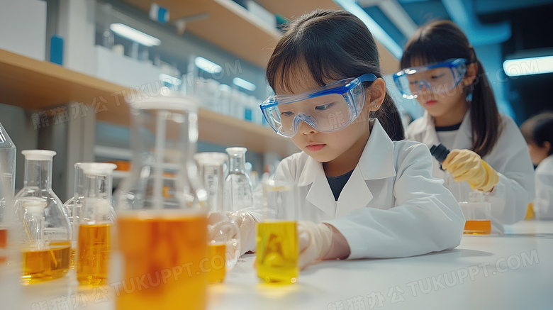 孩子在做科学实验图片