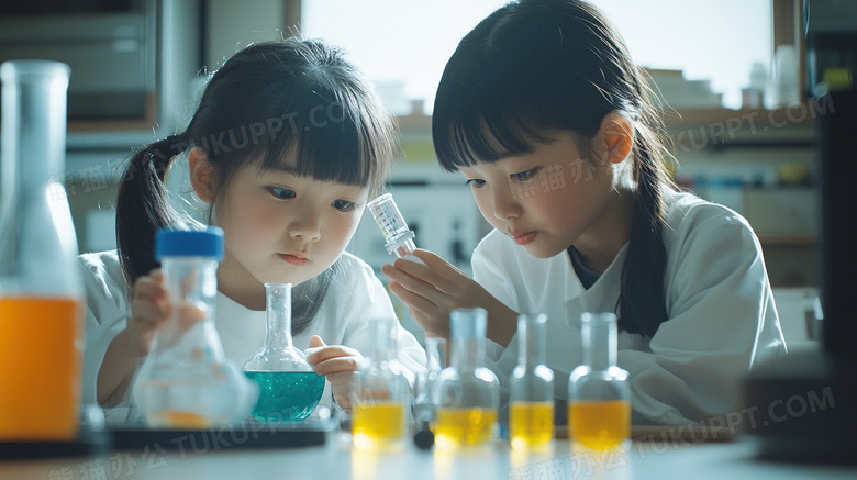 孩子在做科学实验图片