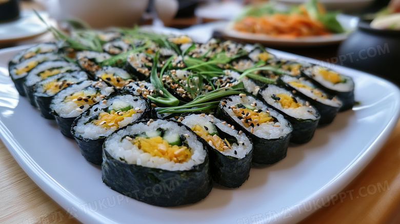 韩国料理美食紫菜包饭图片