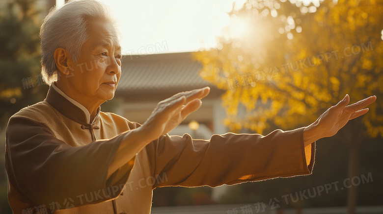 亚洲老人打太极拳锻炼图片