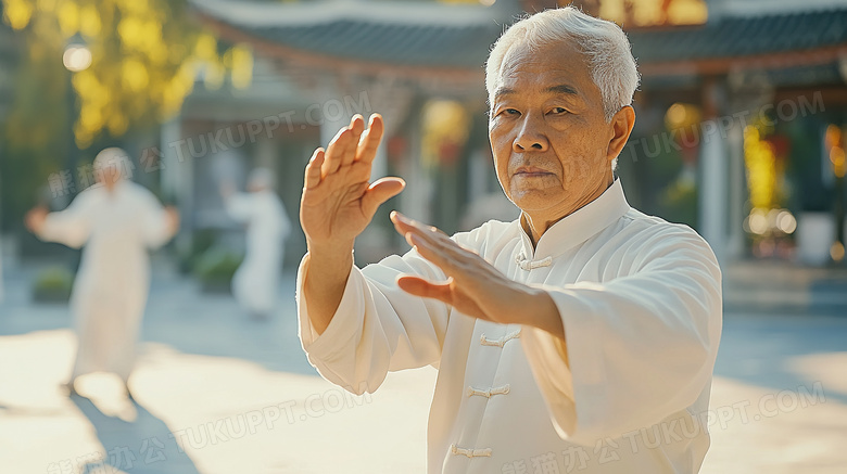 亚洲老人打太极拳锻炼图片