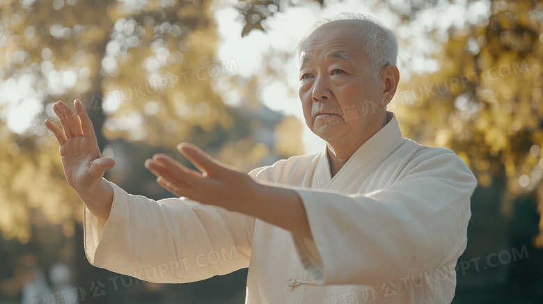 亚洲老人打太极拳锻炼图片