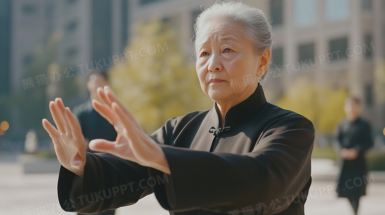 亚洲老人打太极拳锻炼图片