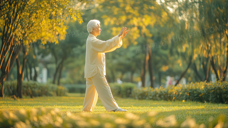 亚洲老人打太极拳锻炼图片