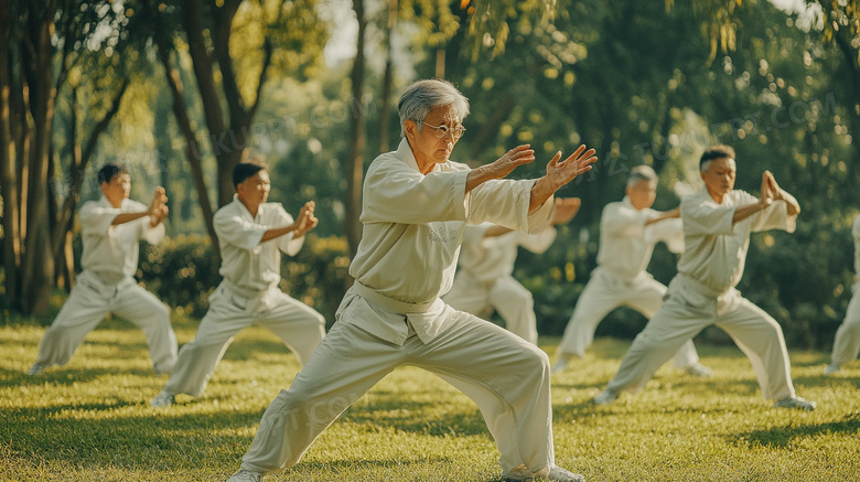 亚洲老人打太极拳锻炼图片