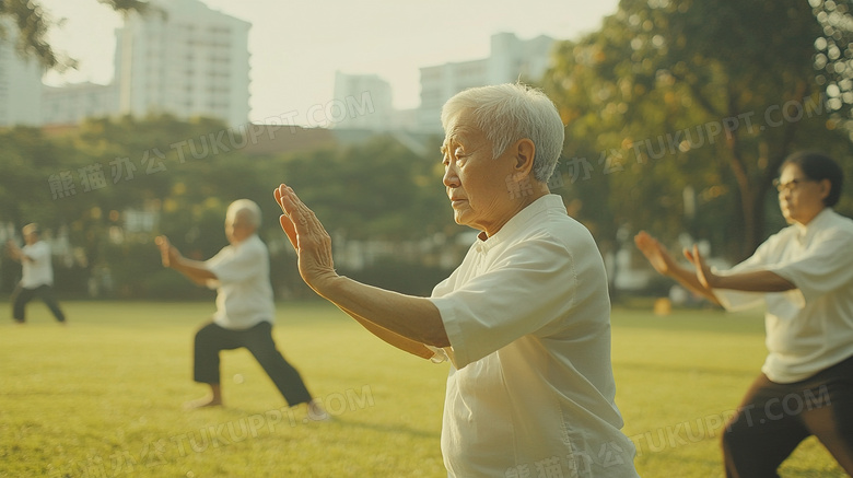 亚洲老人打太极拳锻炼图片