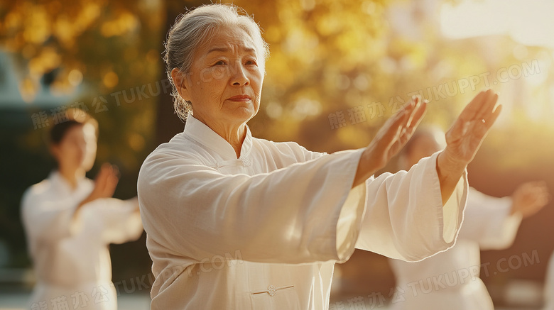 亚洲老人打太极拳锻炼图片