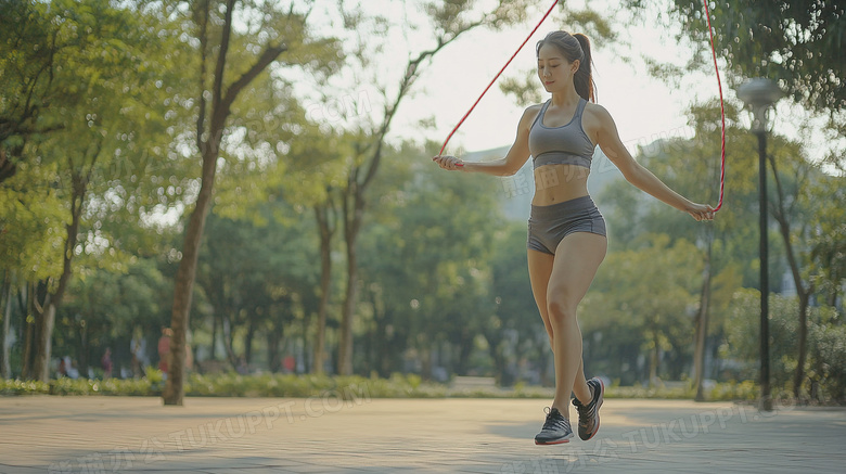 女子跳绳运动锻炼图片