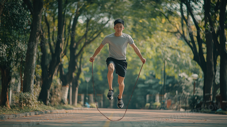 男子跳绳运动锻炼图片