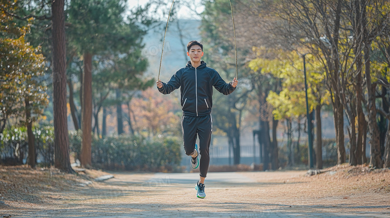 男子跳绳运动锻炼图片