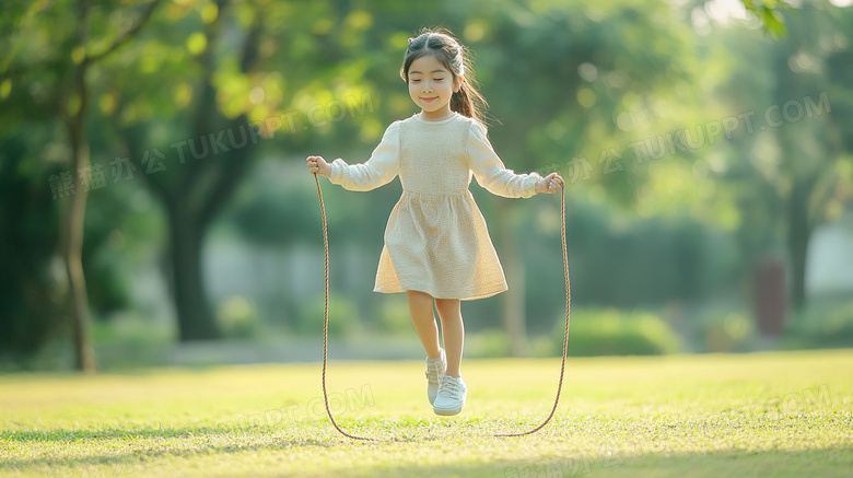 孩子跳绳运动锻炼图片