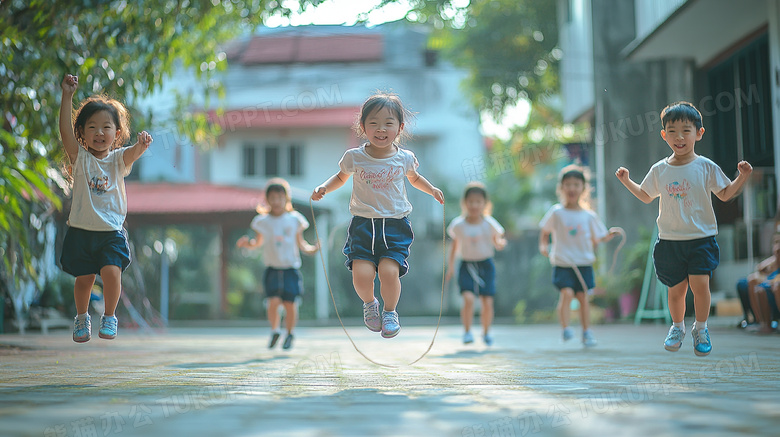 孩子跳绳运动锻炼图片