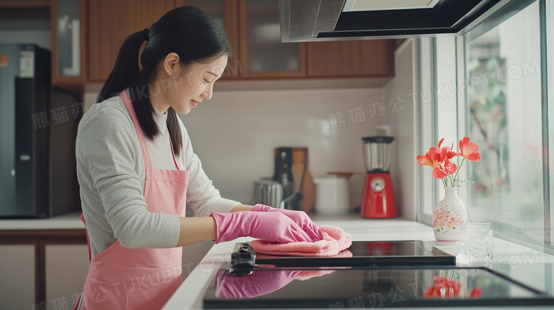 新年扫尘女子清洁卫生图片