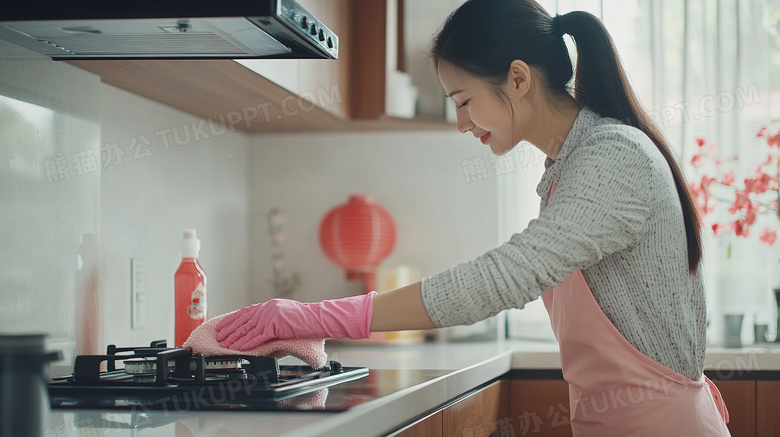 新年扫尘女子清洁卫生图片