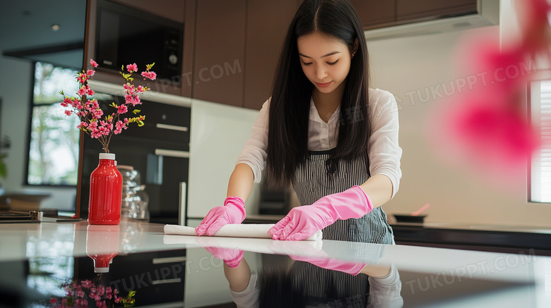 新年扫尘女子清洁卫生图片