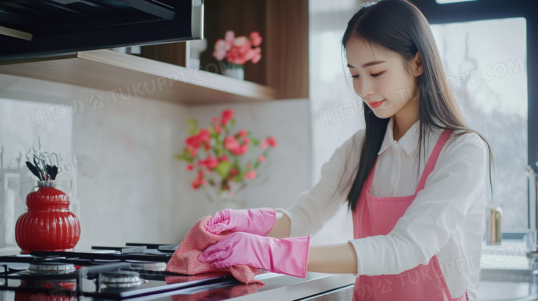 新年扫尘女子清洁卫生图片