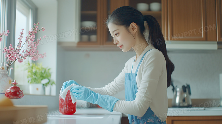 新年扫尘女子清洁卫生图片