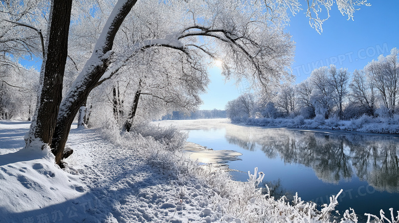 冬季下雪天雪景美景图片