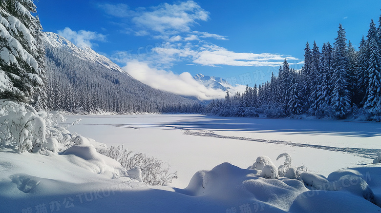 冬季下雪天雪景美景图片