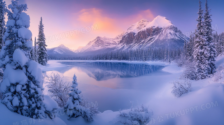 冬季下雪天雪景美景图片