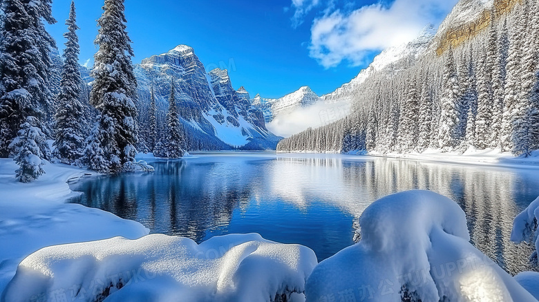 冬季下雪天雪景美景图片