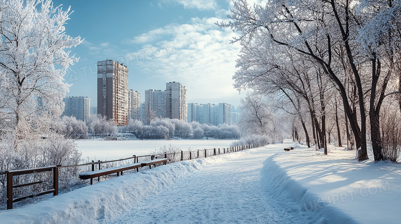 下雪天城市雪景美景图片