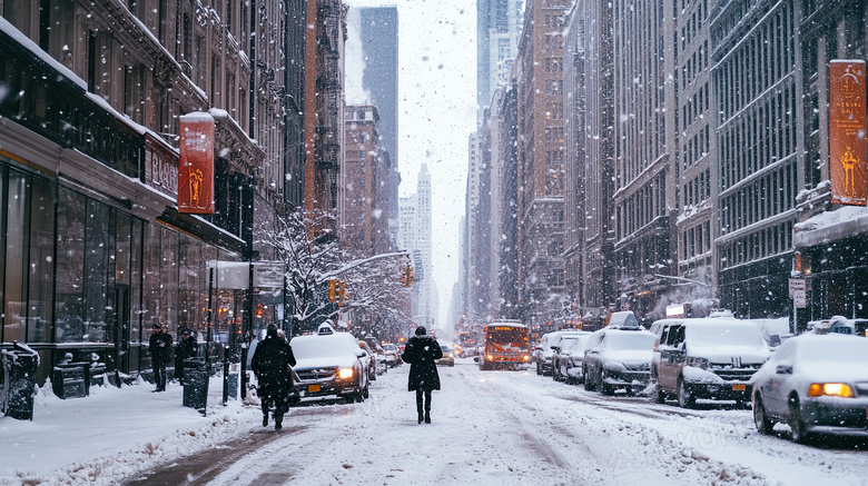 城市的下雪天图片