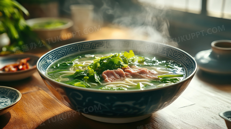 青菜瘦肉面美食图片