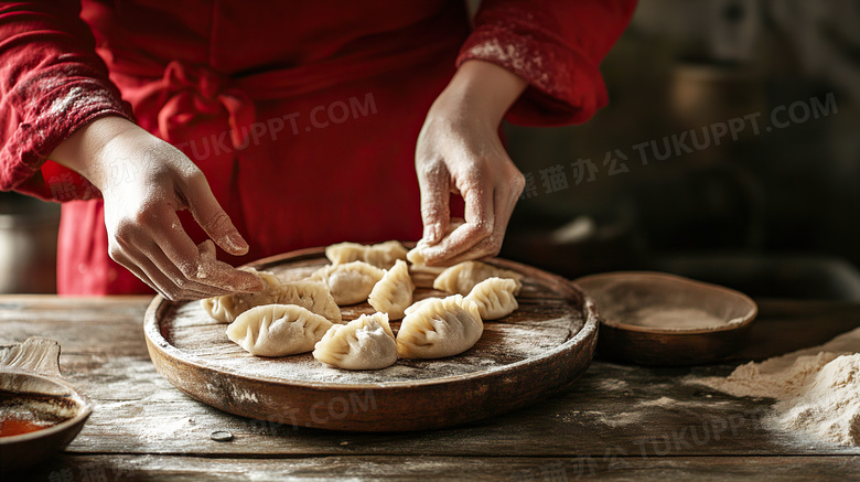 包饺子特写场景图片