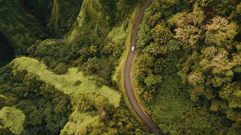 蜿蜒曲折的盘山公路远景图片