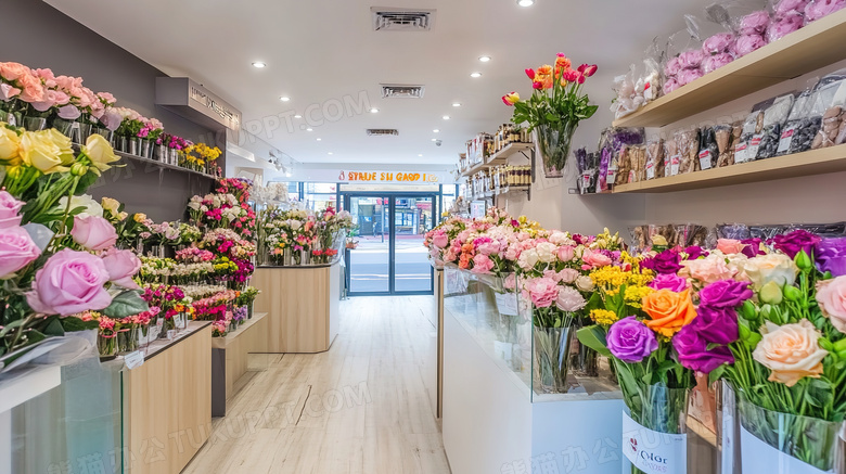 陈列鲜花植物花店室内装修展示图片