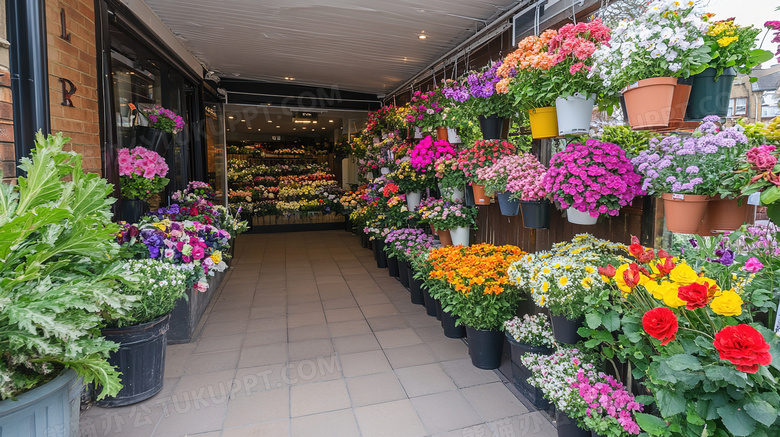 陈列鲜花植物花店室内装修展示图片