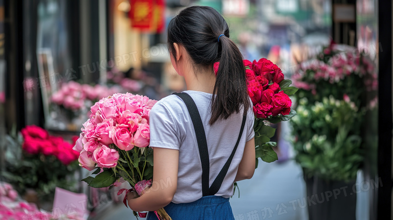 花店挑选购买花朵花卉鲜花的顾客图片