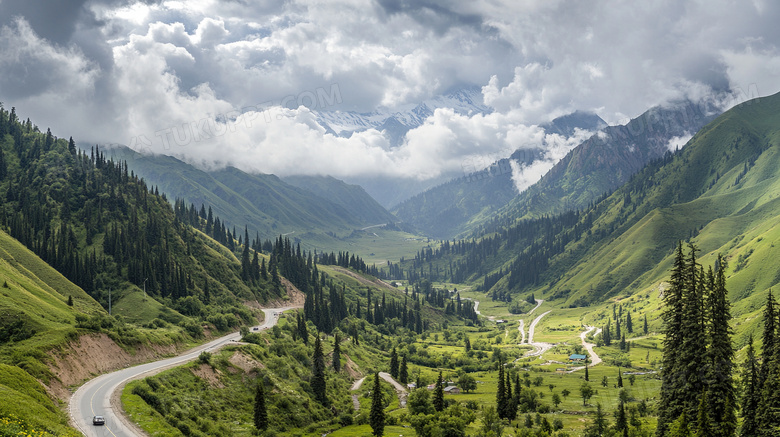 航拍盘山公路风景大自然图片