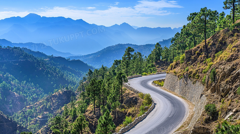 青山盘山公路风景大自然图片