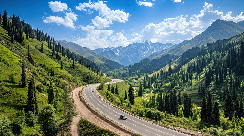 青山盘山公路风景大自然图片