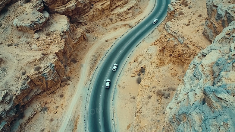 戈壁滩盘山公路风景图片