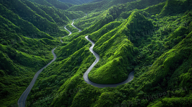 俯瞰盘山公路风景图片