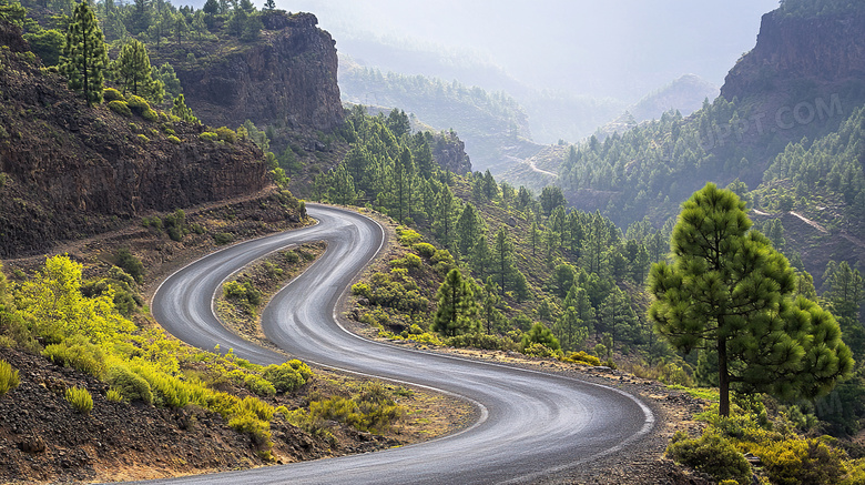 盘山公路广角图图片