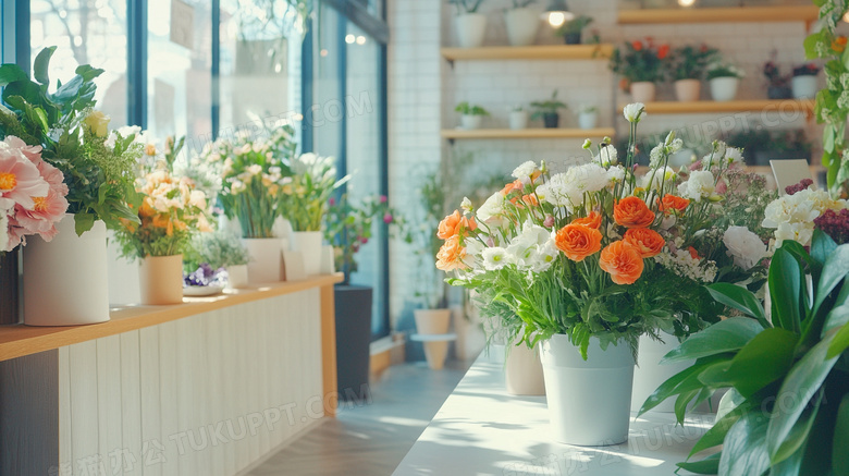 鲜花花店内景花店一角图片