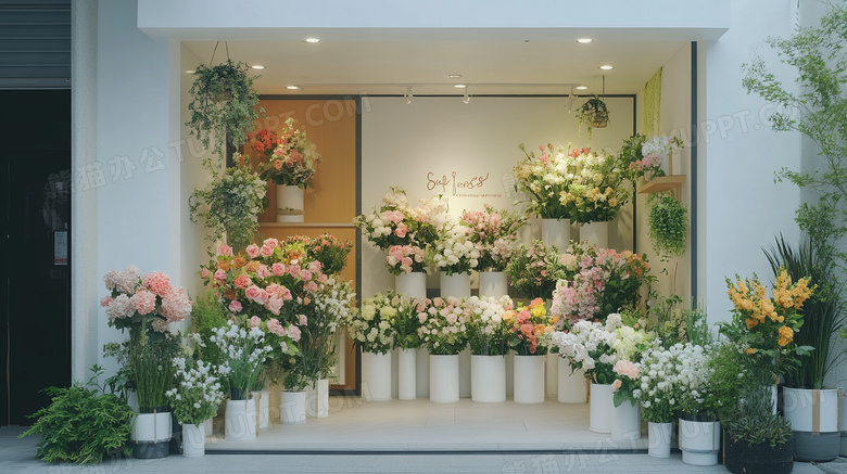 鲜花花店内景花店一角图片