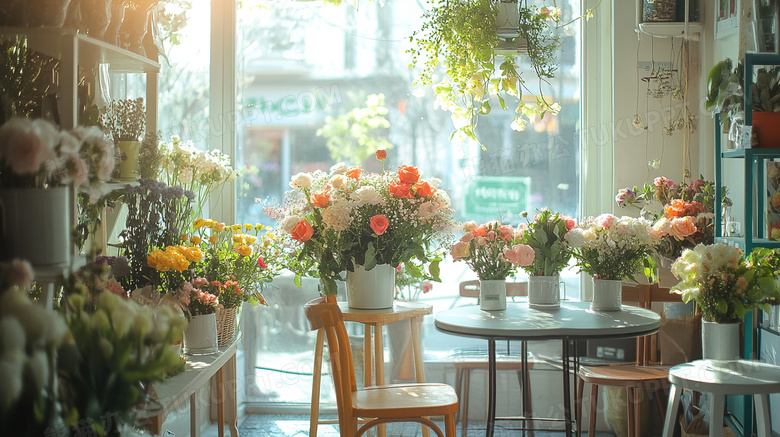 鲜花花店内景花店一角图片