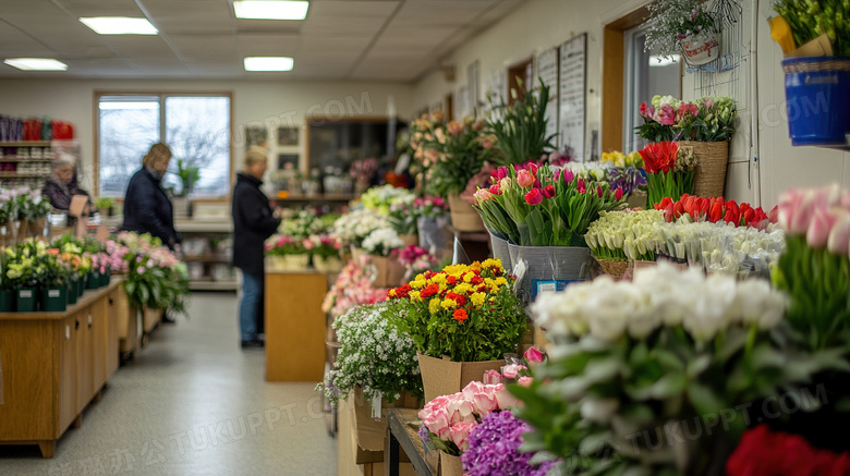 花卉市场花店内部场景图片