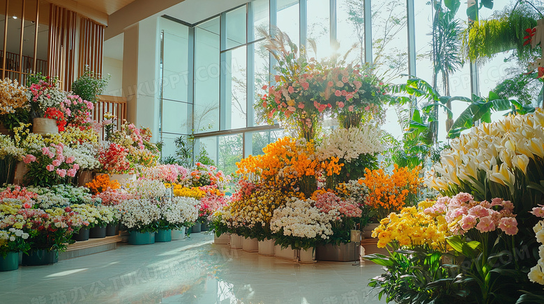 花卉市场花店内部场景图片