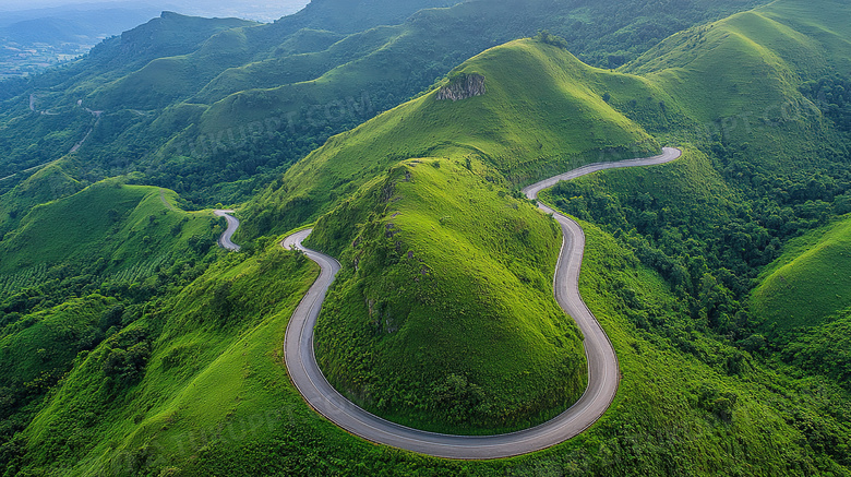 蜿蜒曲折的盘山公路图片