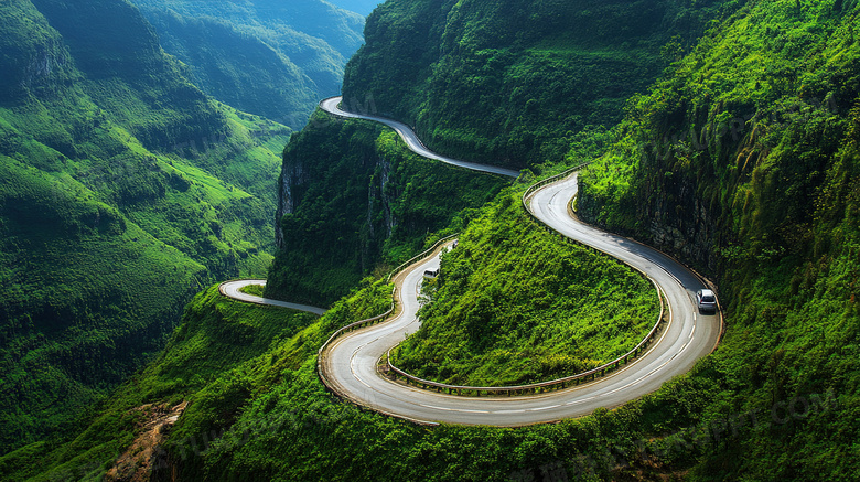 蜿蜒曲折的盘山公路图片