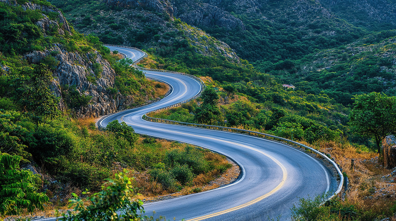 蜿蜒曲折的盘山公路图片