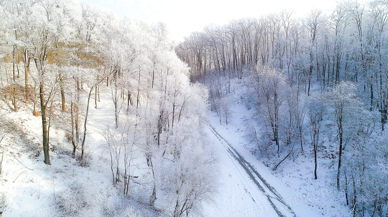 冬天冬季积雪结冰的道路图片