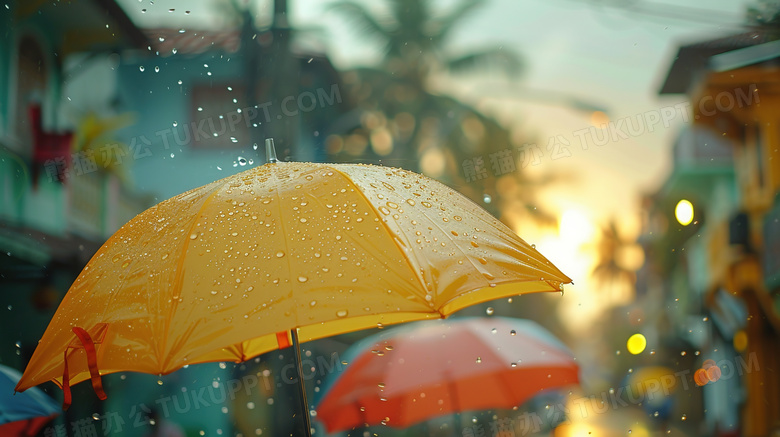 雨天街道上的雨伞