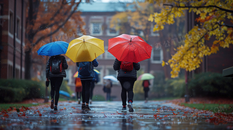 雨天路人的雨伞图片